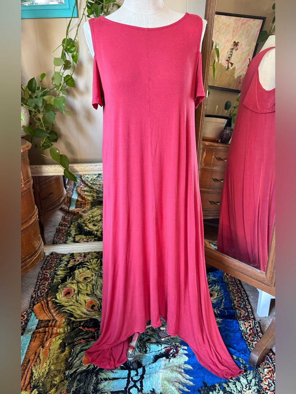 Lane Bryant Burnt orange Maxi Dress, cold shoulder sleeves, size 14/16